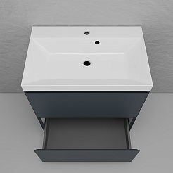 Style Line Тумба с белой раковиной Манхэттен 70 Plus эмаль графит матовая – фотография-5